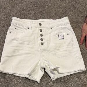 Time and Tru White High Waist Denim Shorts